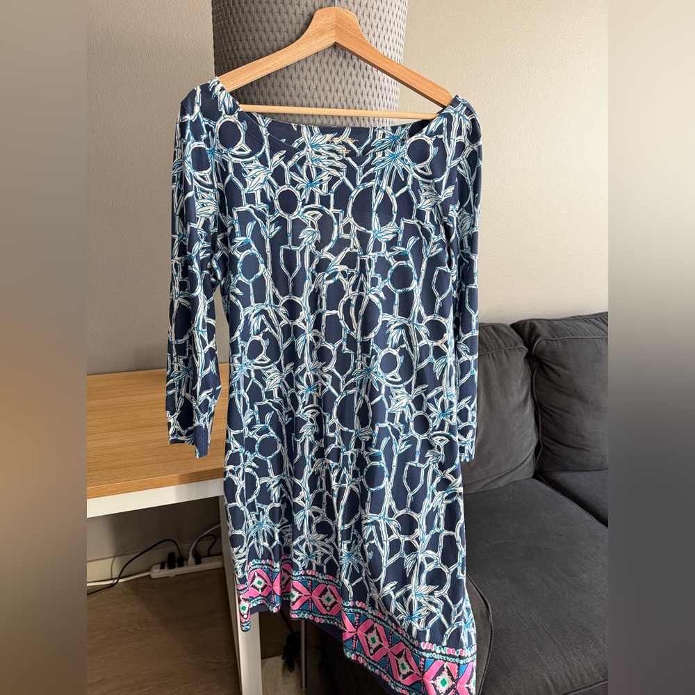 Lilly Pulitzer XL Hollee Dress in Navy Lucky Bamboo